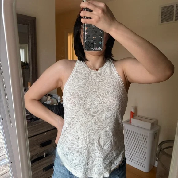 Wilfred White Lace-Textured Racerback Tank - Picture 3 of 6